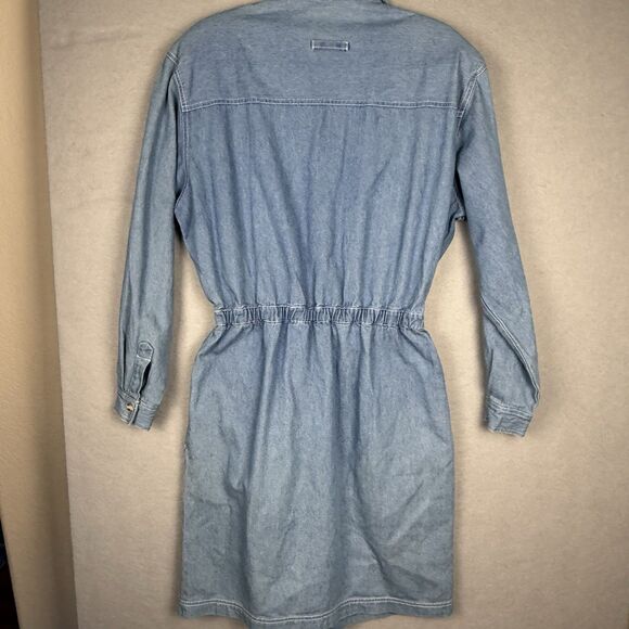 Vtg 90s Fads Women’s Midi Denim Dress Tradwife Cottagecore Western Button Up L - Picture 5 of 5